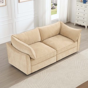 2 Seater Sofa With Polyesterll out Storage Drawers Under Each Seat, ,2-Seat Loveseat With Excellent Storage Space, Suitable for Small Living Rooms - 1 of 1