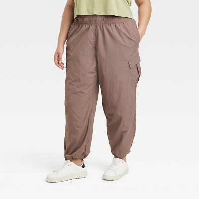 Women's High-rise Cargo Parachute Pants - All In Motion™ Brown