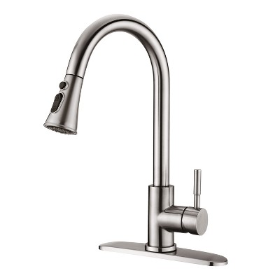 DOMETOUR Pull Down Kitchen Faucet with Sprayer Stainless Steel Brushed Nickel
