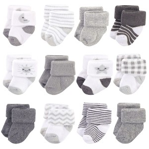 Hudson Baby Infant Cotton Rich Newborn and Terry Socks, Moon, 0-3 Months - 1 of 2