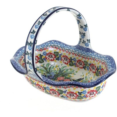 Blue Rose Polish Pottery Hummingbird Basket