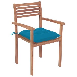vidaXL Patio Chair Set of 8 Teak Solid Teak Wood Standard Stackable - 1 of 4
