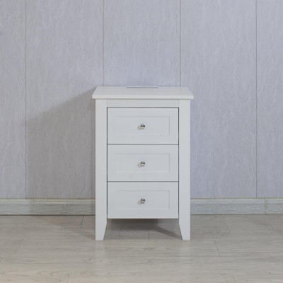 GustoWave 3 Drawer Nightstand Dresser, Wooden End Table Bedside Table for Living Room, Bedroom, White