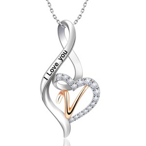 Molenia Heart Initial Necklace for Women, 925 Sterling Silver Heart Letter Pendant Necklace for Her, Fine Jewelry Necklace Gifts for Her Wife Women - 1 of 4