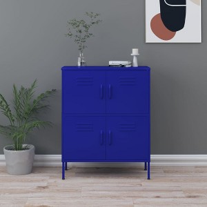 VidaXL Storage Cabinet Navy Blue 31.5"x13.8"x40" Steel - 1 of 4