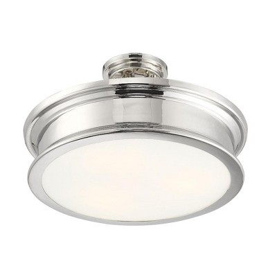 Watkins 16" Classic Bronze Semi-Flush Mount with Opal Glass Shade