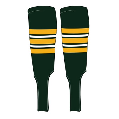 MK Socks Traditional Baseball Stirrups Pattern E-7 Forest Green, Gold, White (L)