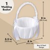 Juvale White Flower Girl Basket for Weddings - Flower Pedal Basket in Satin Bowknot and Pearl Design (8 x 5.2 x 6 In) - 4 of 4