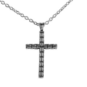 Dicksons 32-6771 Antiqued Box Cross, Silver Tone, 24 Inch, Stainless Steel, Men's Everyday Necklace, - 1 of 2