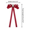 INSPIRE CHIC Women's Pre-Tied Long Ribbon Bowknot Faux Pearl Brooch Pin Tie - 2 of 4