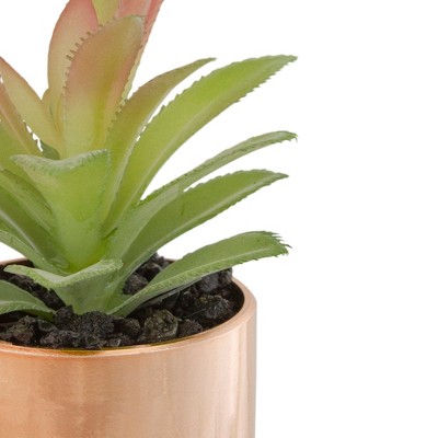 Rose Gold Potted Artificial Aloe Plant, 5" Height
