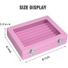 7-Slot Velvet Ring Tray with Transparent Lid, Jewelry Display Case for Women & Girls, Pink - 2 of 4