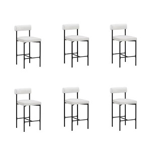 Nathan James Set of 6 Dahlia Counter Height Barstools White Boucle - 1 of 4