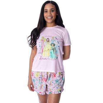Disney Princess Women's Living The Dream Shirt and Shorts Pajama Set Pink