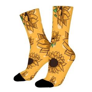 Yellow Sunflowers Pattern Women Printed Crew Socks Funny Funky Socks Soft Polyester Novelty Gifts for Artists Men - 1 of 1