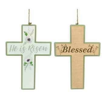Transpac Wood 16.22" Reversible Easter/Inspirational Cross