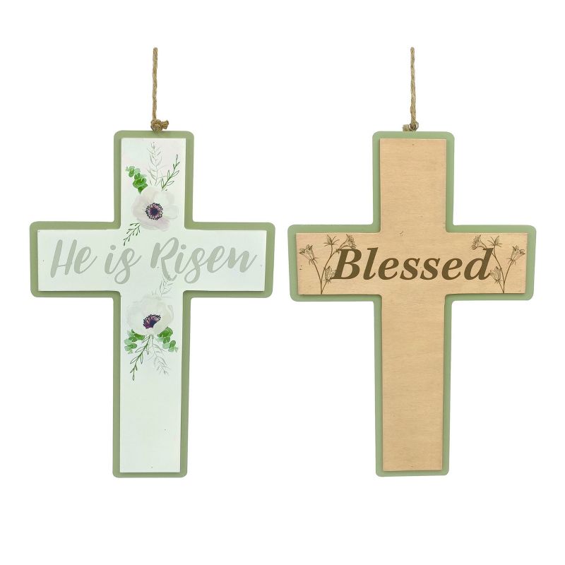 Transpac Wood 16.22" Reversible Easter/Inspirational Cross, 1 of 3