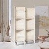 4 Panel Wood Room Divider with Shelves, Folding Privacy Screen, Room Separators Divider Wall, Portable Partition Screen for Bedroom Home Office - 2 of 4