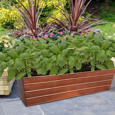 Royal Hampton Rectangular Metal Embossed Line Design Flower Planter Box, Large