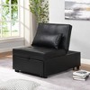 Contemporary Faux Leather Folding Ottoman Sofa Bed black - 2 of 4