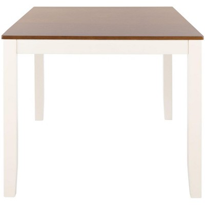 Silio 57" White and Natural Farmhouse Dining Table