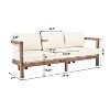Christopher Knight Home Nicolas 74" Outdoor Slat Design Acacia Wood 3 Seater Sofa with Cushions - 3 of 4
