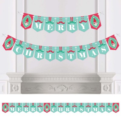 Big Dot of Happiness Elf Squad - Kids Elf Christmas Party Bunting Banner - Party Decorations - Merry Christmas