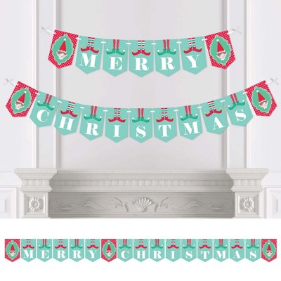 Big Dot of Happiness Elf Squad - Kids Elf Christmas Party Bunting Banner - Party Decorations - Merry Christmas