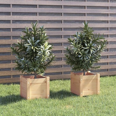 vidaXL Plant Pot Set of 2 31 x 31 x 31 cm Solid Pine Wood