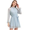 Allegra K Women's Heart Bell Sleeve Elastic Waist Ruffled Chiffon Mini Dress - 3 of 4
