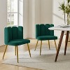 Set of 2 Barbara Contemparary Velvet Vanity Stool For Makeup Room, Moden Accent Side Chairs For Living Room With Shell Back And Golden Metal Legs| ARTFUL LIVING DESIGN - 3 of 4