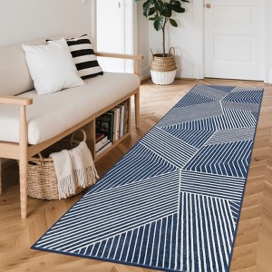 Area Rugs Modern Washable Rug Non-Slip Low Pile Geometric Striped Pattern Rug for Living Room Bedroom - 1 of 4
