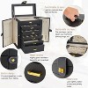 Large Lockable Leather Jewelry Box with Mirror, Huge Organizer Storage Case for Necklaces, Earrings, Rings, Bracelets - 2 of 4