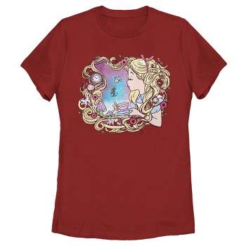 Women's Alice in Wonderland Artistic Alice Long Hair Tea Party T-Shirt