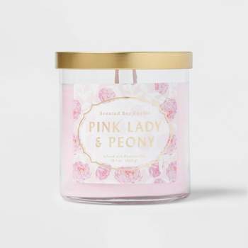 15.1oz 2-Wick Lidded Glass Jar Candle Lady Peony Pink - Opalhouse™