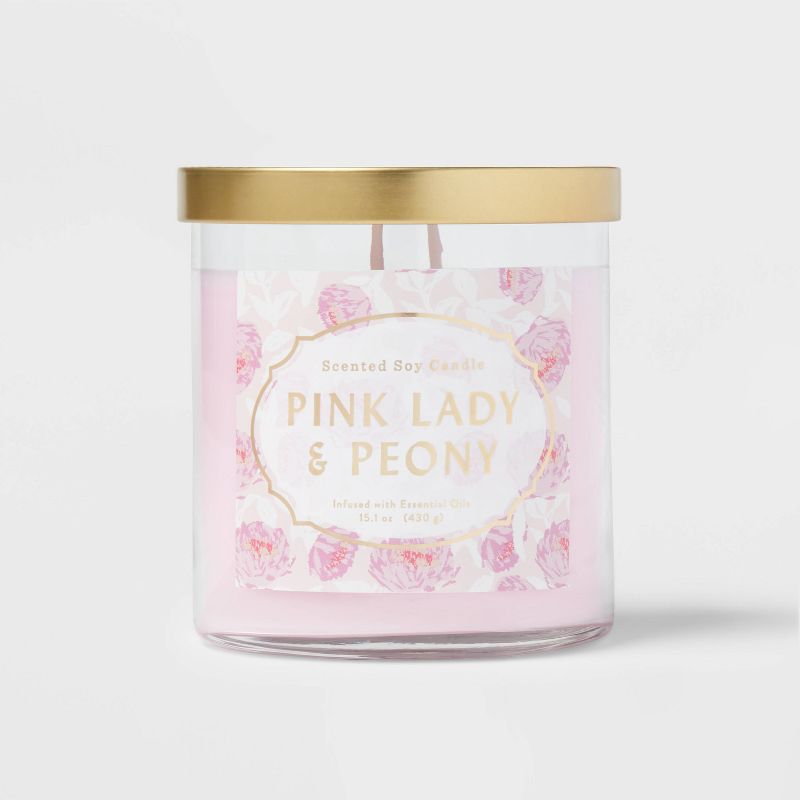 Lidded Glass Jar Candle Lady Peony Pink - Opalhouse™, 1 of 6