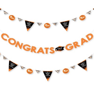 Big Dot of Happiness Orange Grad - Best is Yet to Come - 2021 Grad Party Letter Banner Decor - 36 Banner Cutouts and Congrats Grad Banner Letters