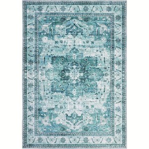 Machine Washable Area Rug - Lightweight Low Pile Chenille Carpet with Non-Slip Backing Boho Print Decorative Rug for Living Room Bedroom Dining Room - 1 of 4