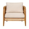 Christopher Knight Home Maciej Patio Rustic Acacia Wood Upholstered Club Chair with Rattan-Wrapped Frame, Teak/Beige - 2 of 4
