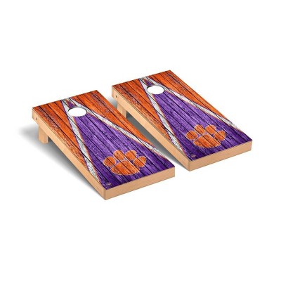 NCAA Clemson Tigers Premium Cornhole Board Triangle Weathered Version