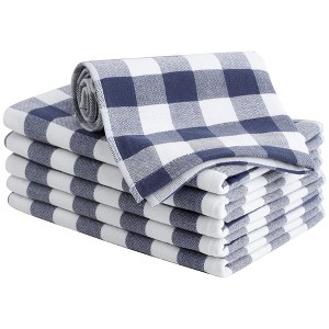 PiccoCasa 100% Cotton Plaid Pattern Absorbent Cleaning Kitchen Towel 6 Pcs - 1 of 4