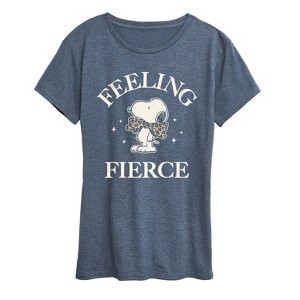 Women's - Peanuts - Feeling Fierce Snoopy Short Sleeve Graphic T-Shirt - 1 of 4