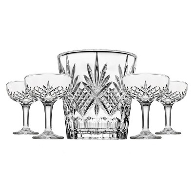 Dublin Crystal Ice Bucket and Champagne Coupe Set