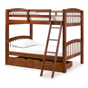 Spindle Twin Over Twin Bunk Bed With Storage Drawers Chestnut - Bolton Furniture, Brown