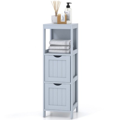 Costway Bathroom Wooden Floor Cabinet Multifunction Storage Rack Stand  Organizer Gray\black : Target