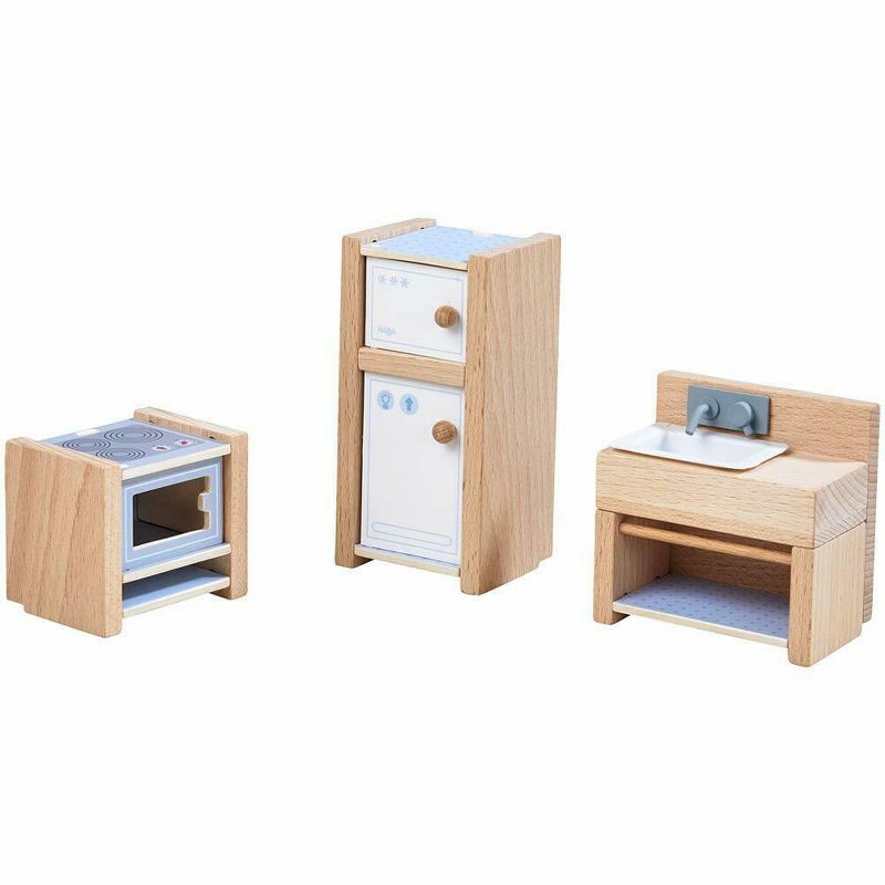 HABA Little Friends Kitchen Room Set - Wooden Dollhouse Furniture for 4" Bendy Dolls, 1 of 5