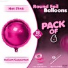 KatchOn, Big Hot Pink Balloons Foil - 18 Inch, Pack of 6 | 4D Round Balloons for Pink Party Decorations | Metallic Pink Balloons - 4 of 4