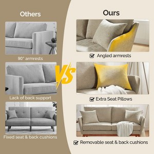 Karl Home |Linen Blend Mid-Century Modern Small Spaces Loveseat Two-Seater Sofa With Solid Wood Base - 1 of 4