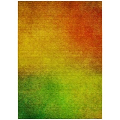 Terra Cotta Gold And Green Ombre Washable Indoor Outdoor Area Rug
