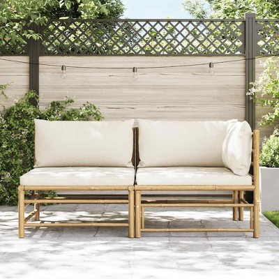 vidaXL Garden Lounge Set Cream White Bamboo Medium Modular